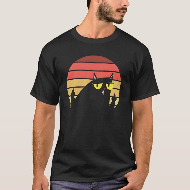 T-shirt Cat Flipping Off Retro Sunset Cat Flipping Off boy (Devant)