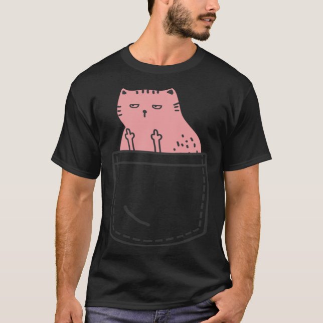 T-shirt Cat Flipping Off Rude Animal Middle Finger  Ugly C (Devant)