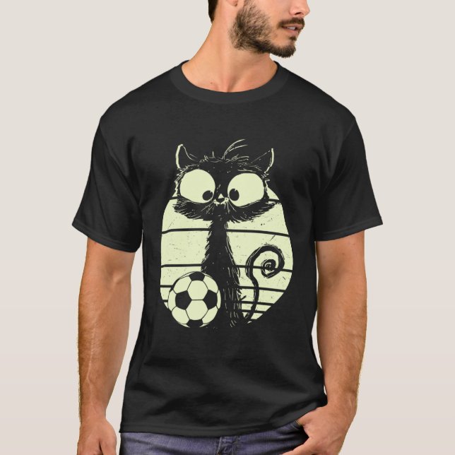 T-shirt Cat Football Soccer Player Cat Cute Funny Cat (Devant)