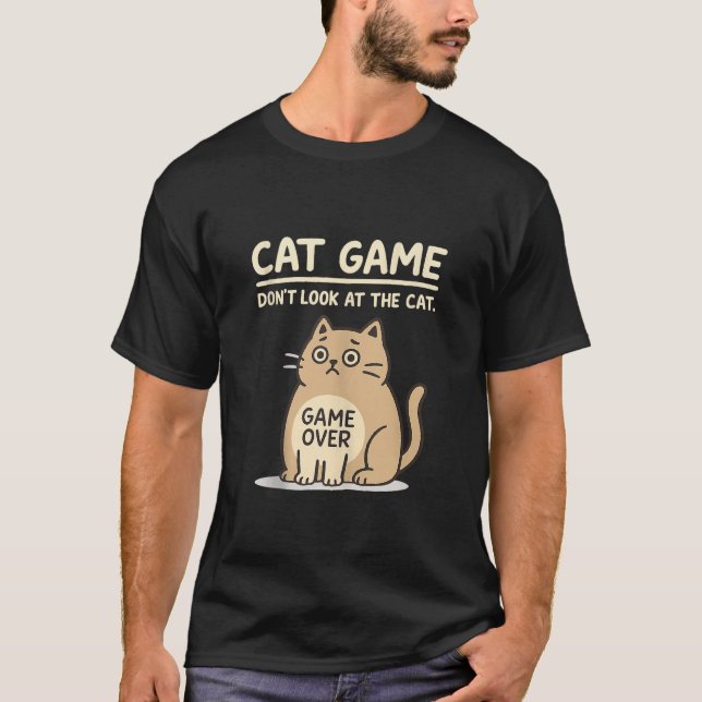 T-shirt Cat Game Over Funny Cat Owner Hilarious Fat Retro  (Devant)