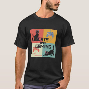 T-shirt Cat Gamer Kitty Meow Animal Animaux Animaux Jeu Vi