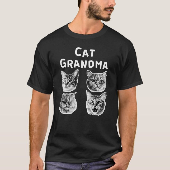 T-shirt Cat Grandma Retro (Devant)