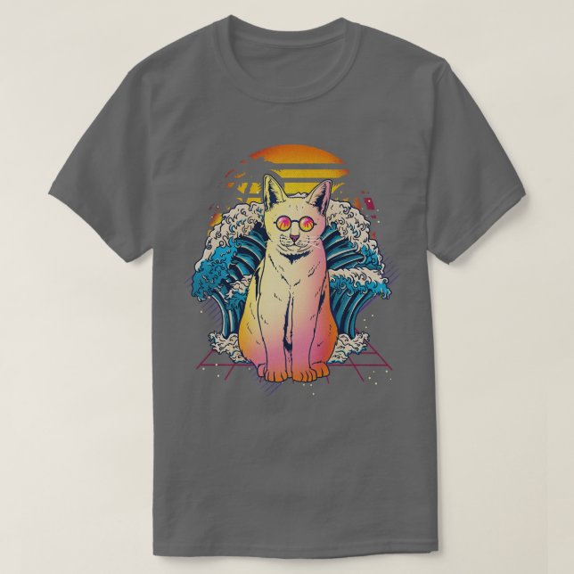 T-shirt Cat Great Wave Anime (Design devant)