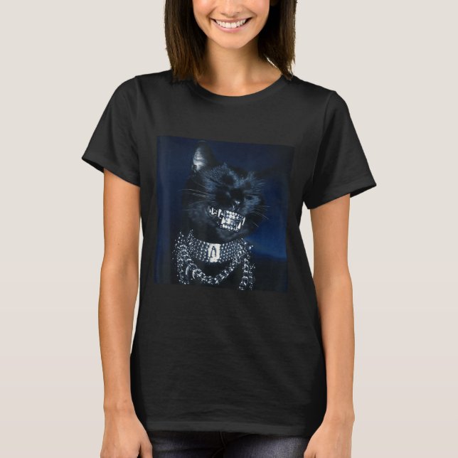 T-shirt Cat Grillz Funny Kitten Meme Cat Smiling Brain Rot (Devant)