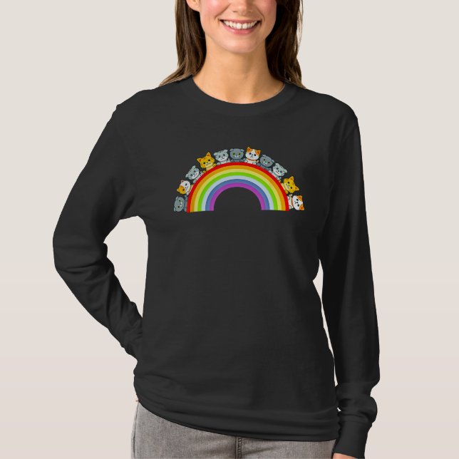 T-shirt Cat Group Rainbow Cat Lover Funny (Devant)