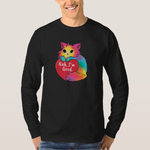 T-shirt Cat Heart Nah Im Good Anti Valentines Day Single A