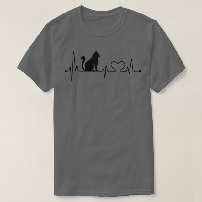 T-shirt Cat Heartbeat Kitty Lover  (Design devant)