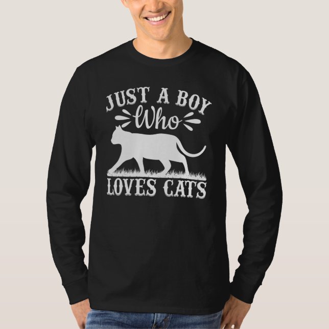 T-shirt Cat  I Just A Boy Who Loves Cats (Devant)
