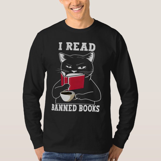 T-shirt Cat I Read Banned Books  Bookworms Reading Book (Devant)