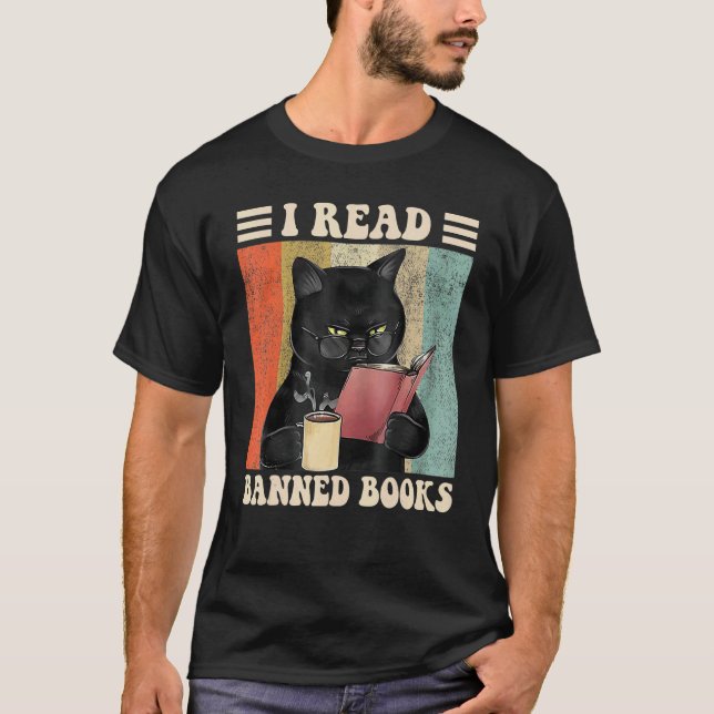 T-shirt Cat I Read Banned Books  Bookworms Reading Book 3 (Devant)