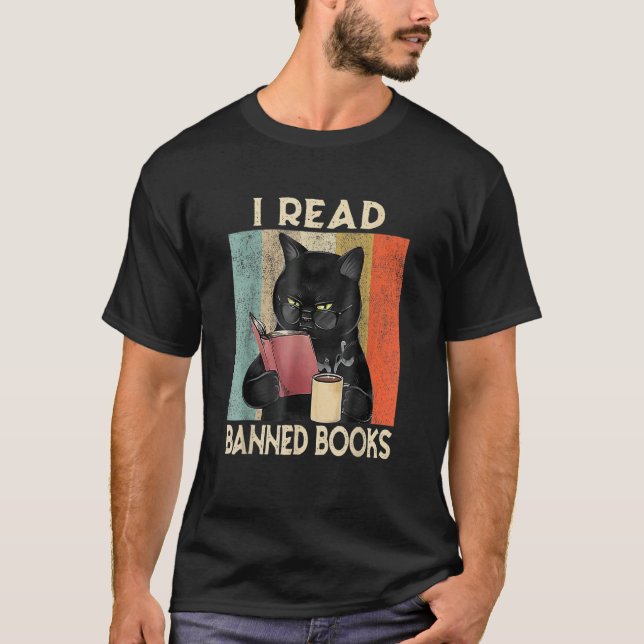T-shirt Cat I Read Banned Books  Bookworms Reading Book 4 (Devant)