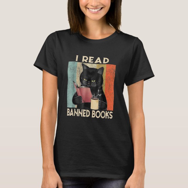 T-shirt Cat I Read Banned Books hommes Bookworms Lecture B (Devant)