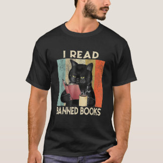 T-shirt Cat I Read Banned Books men Bookworms Reading Book