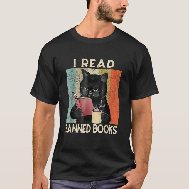 T-shirt Cat I Read Banned Books men Bookworms Reading Book (Devant)
