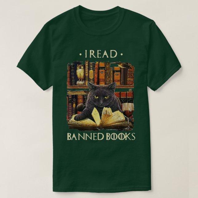 T-shirt Cat I Read Banned Books Week Librarian Bookworm Re (Design devant)