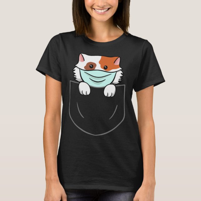 T-shirt Cat In Chest Pocket Breast Pocket Animal Face Mask (Devant)