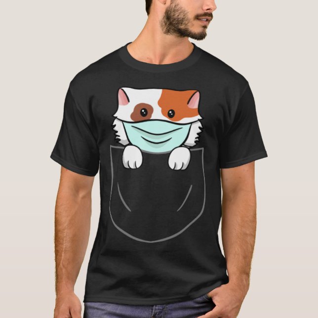 T-shirt Cat In Chest Pocket Breast Pocket Animal Face Mask (Devant)