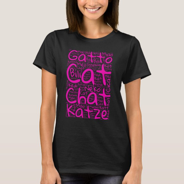 T-shirt Cat in Different Languages - Kitten Mom and Dad (Devant)