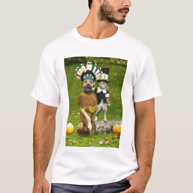 T-SHIRT CAT INDIEN DE CHIEN ET DE PÈLERIN (Devant)