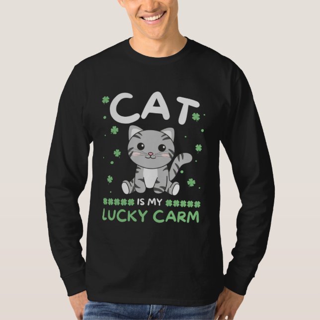 T-shirt Cat Is My Lucky Carm Shamrock St Patrick s Day Cat (Devant)