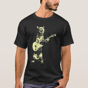 T-shirt Cat Jouer Guitare Mens Graphisme Pour Hommes