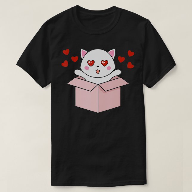 T-shirt Cat Kawaii Valentines Jour Cute Kitten Coeur VDay  (Design devant)