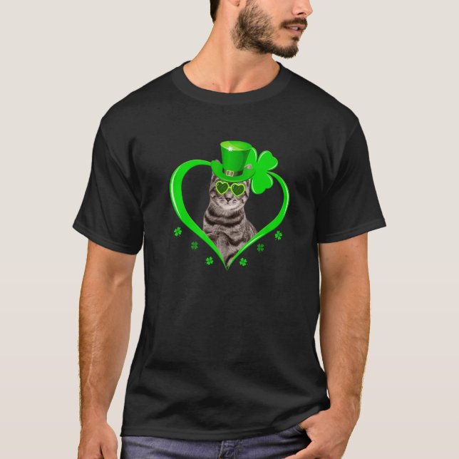 T-shirt Cat Kitten Lover St Patrick's Day Shamrock Kitty C (Devant)