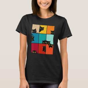 T-shirt Cat Kitten Mème Vintage Retro Sunset Peeping Curio