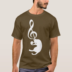 T-shirt Cat Kitty Playing Music Clef Piano Musician Art Tr