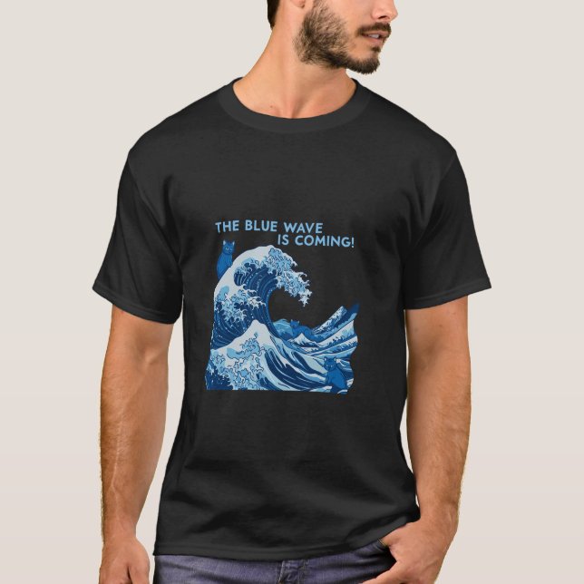 T-shirt Cat Lady Blue Wave Arrivée pour Kamala Harris Walz (Devant)