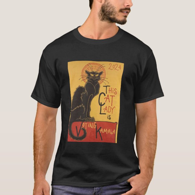 T-shirt Cat Lady Kamala Le Conversation Noir Drôle Électio (Devant)