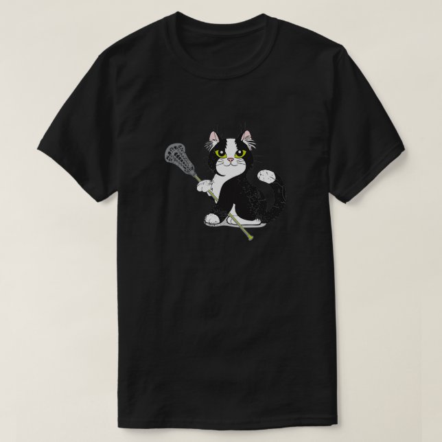 T-shirt Cat LAX Lacrosse garçons équipe filles hommes femm (Design devant)