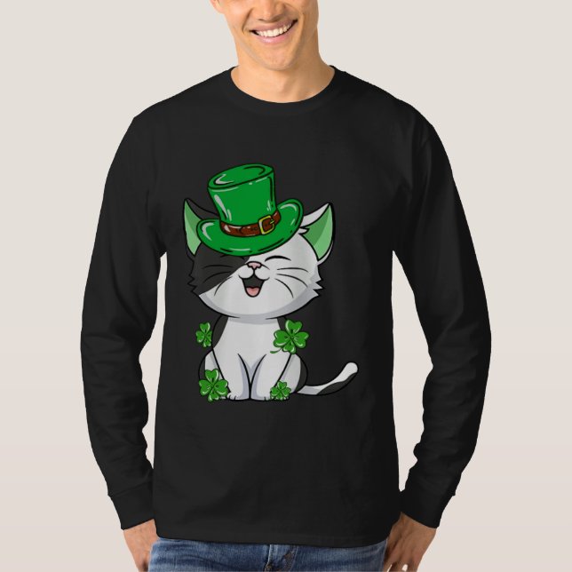T-shirt Cat Leprechaun  Cat  Shamrock St Patrick s Day (Devant)