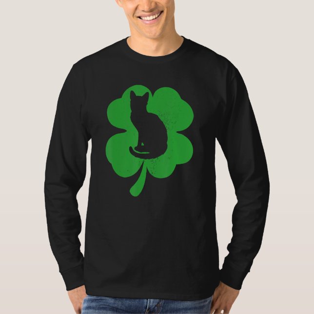 T-shirt Cat Leprechaun Chat Shamrock St Patrick's Day (Devant)