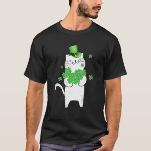T-shirt Cat Leprechaun Chat Shamrock St Patrick's Day 2