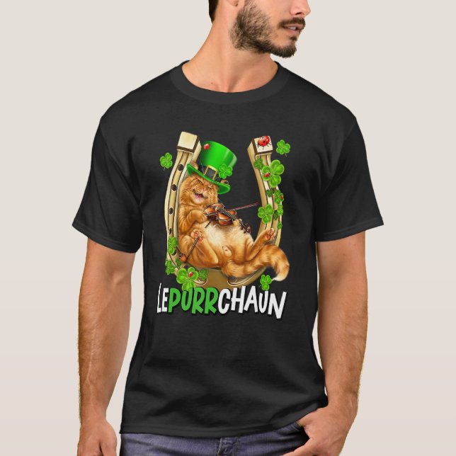 T-shirt Cat Leprechaun St Patrick S Day Lepurrchaun Shamro (Devant)