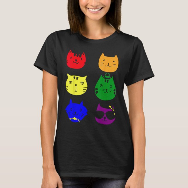 T-shirt Cat LGBT Flag Gay Pride Transgender Rainbow Lesbia (Devant)