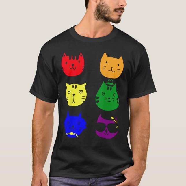 T-shirt Cat LGBT Flag Gay Pride Transgender Rainbow Lesbia (Devant)