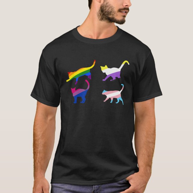 T-shirt Cat Lgbt Trans Asexual Nonbinary (Devant)