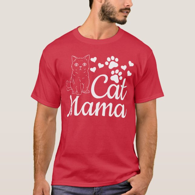 T-shirt Cat Mama Cute Chat Maman Amoureux des chats I Cat  (Devant)