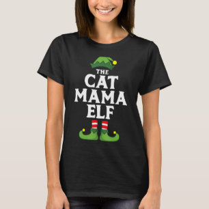 T-shirt Cat Mama Elf Matching Family Group Couple Christma