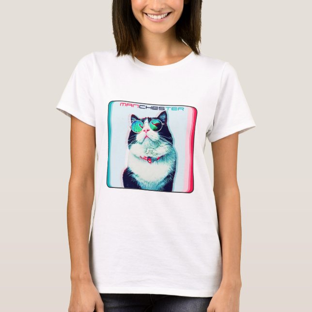 T-shirt Cat Manchester en lunettes (Devant)