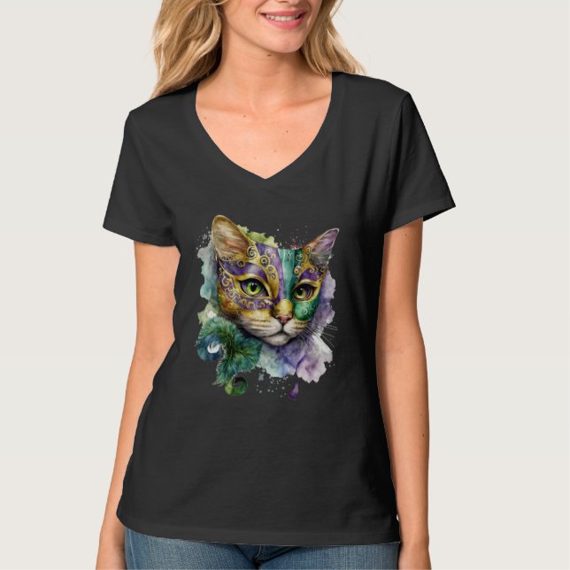 T-shirt Cat Mardi Gras Happy Mardi Gras Carnival Cat  Kitt (Devant)