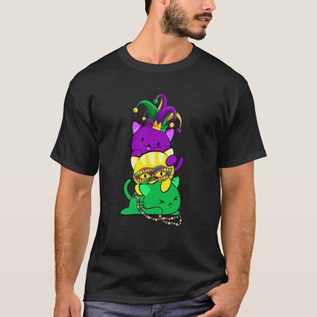 T-shirt Cat Mardi Gras Men Women Boys Girls Kids (Devant)