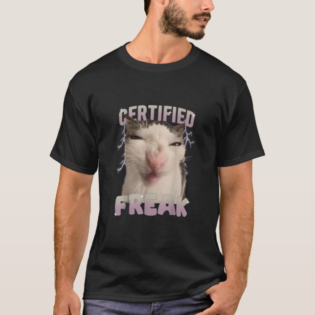 T-shirt Cat Mème Certifié Freak Eat Cement Cursed Chat Fun (Devant)