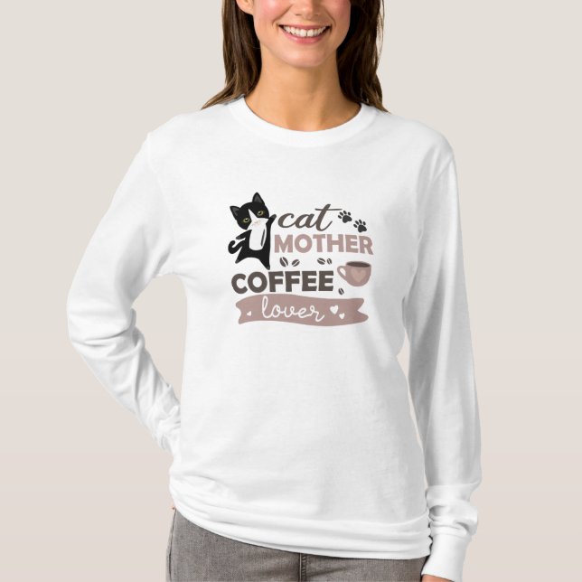 T-shirt Cat Mère Café Lover Cute Cats Coupe De Café (Devant)