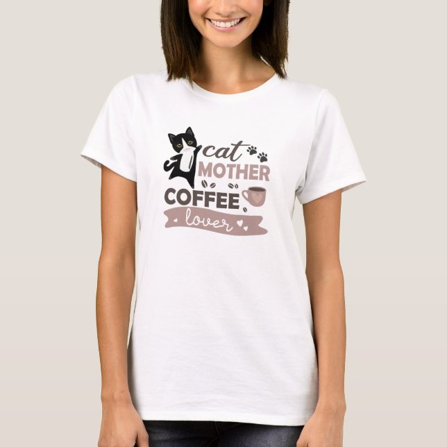 T-shirt Cat Mère Café Lover Cute Cats Coupe De Café (Devant)