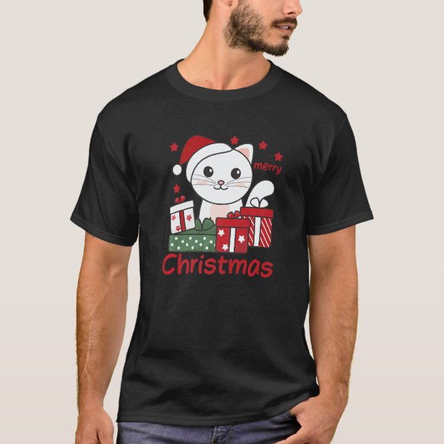T-shirt Cat Merry Christmas Winter Animals Cats Christmas  (Devant)