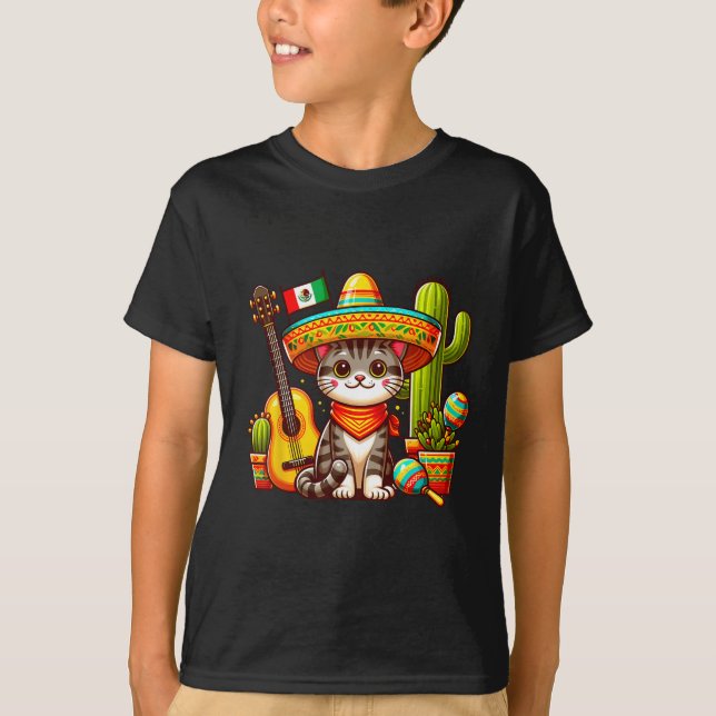 T-shirt Cat mexicain Cinco De Mayo Kitten Faisons la fête (Devant)