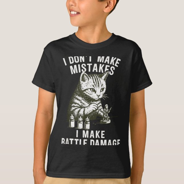 T-shirt Cat Miniature Painter Battle Damage Funny Miniatur (Devant)